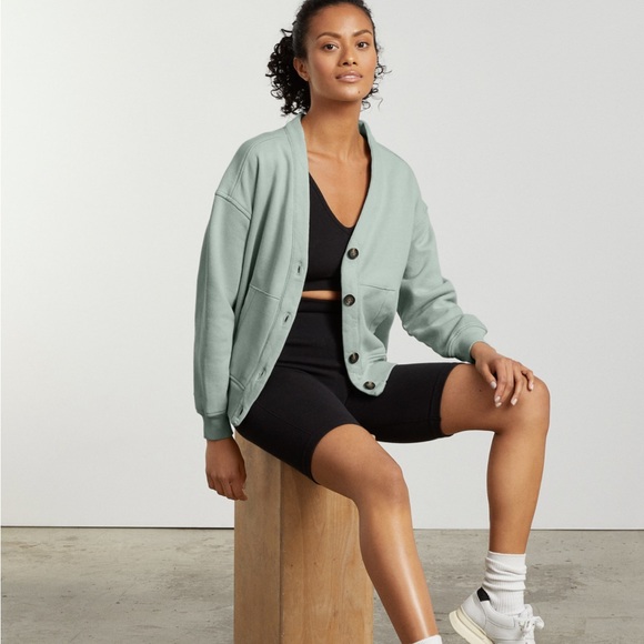 Everlane Sage Green Women's 100% Organic Cotton Cardigan, Medium - Picture 2 of 11